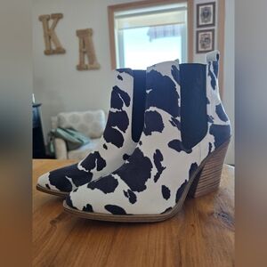 Cow Print Ankle  Cowboy Boots